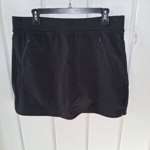 T by Talbots Black Cotton Stretch Skort with Zip Pockets NWT Sz L